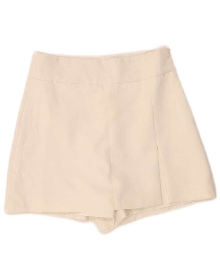 Short pentru femei cu talie înaltă ZARA UK 8 Small, alb, poliester