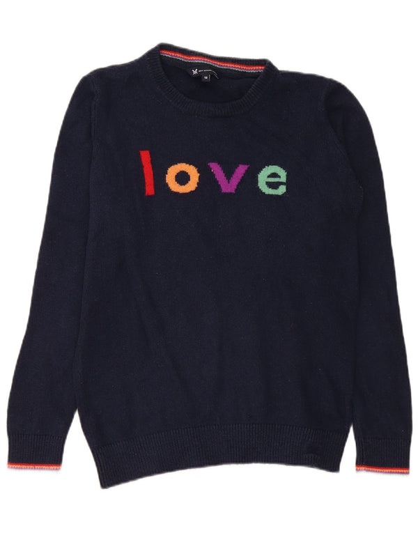 Crew Clothing Pulover cu gât grafic pentru femei UK 12 Medium Bleumarin