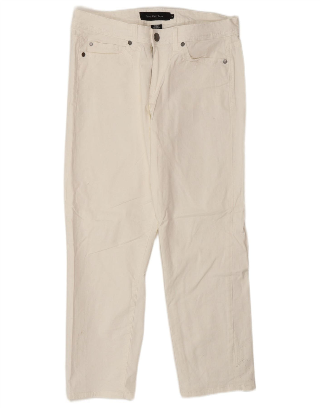 Blugi drepti pentru femei Calvin Klein US 10 Medium W30 L26 Bumbac alb