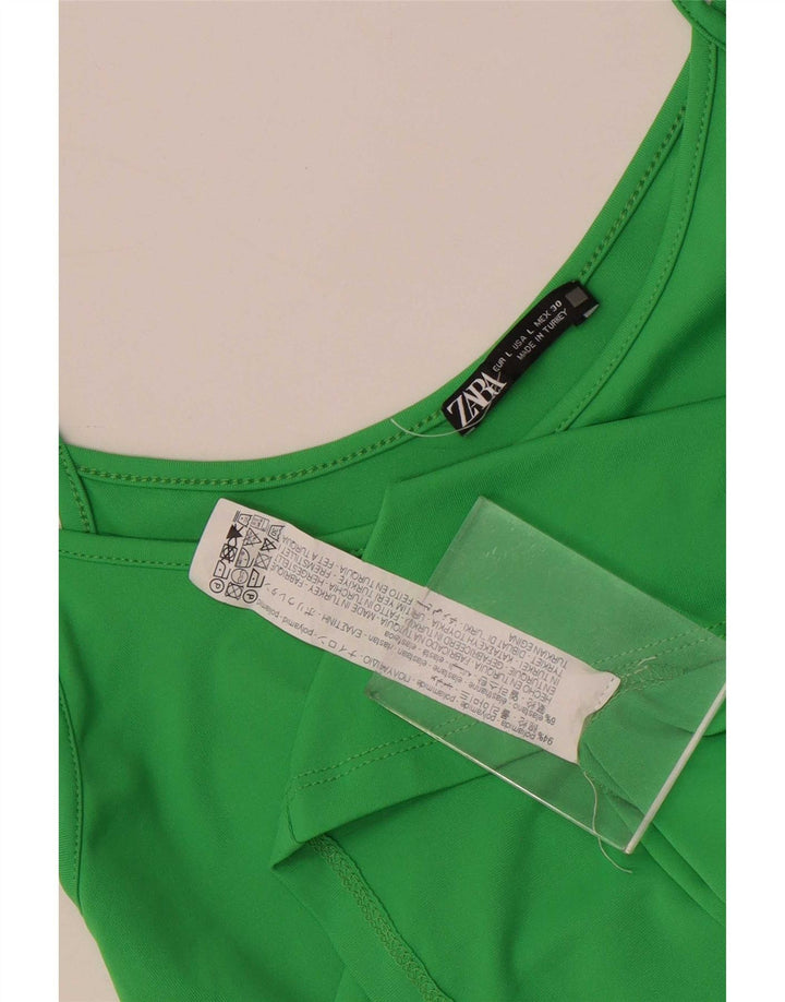 Top camis pentru femei Zara UK 14, mare, verde, poliamidă
