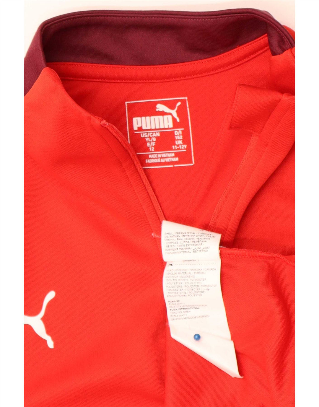 Trening Puma Boys Zip Neck Pullover Top 11-12 ani rosu colorblock