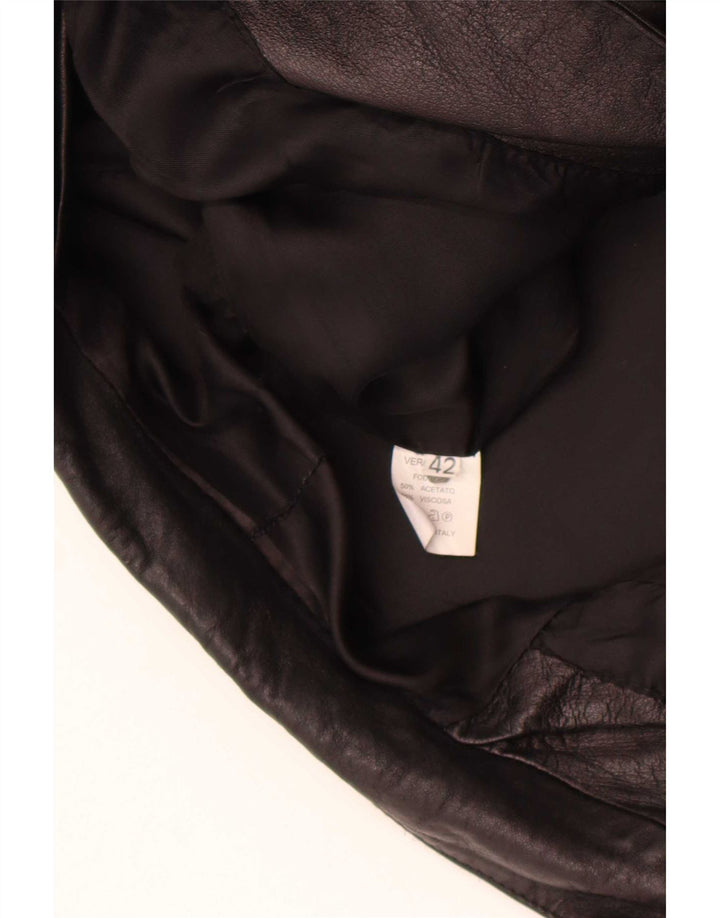 Jachetă vintage din piele cu 1 nasture pentru femei IT 42 Medium Black