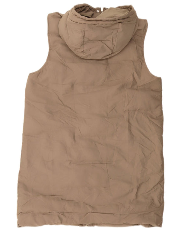 Gilet căptușit cu glugă pentru femei ZARA UK 12 Medium Bej Poliester