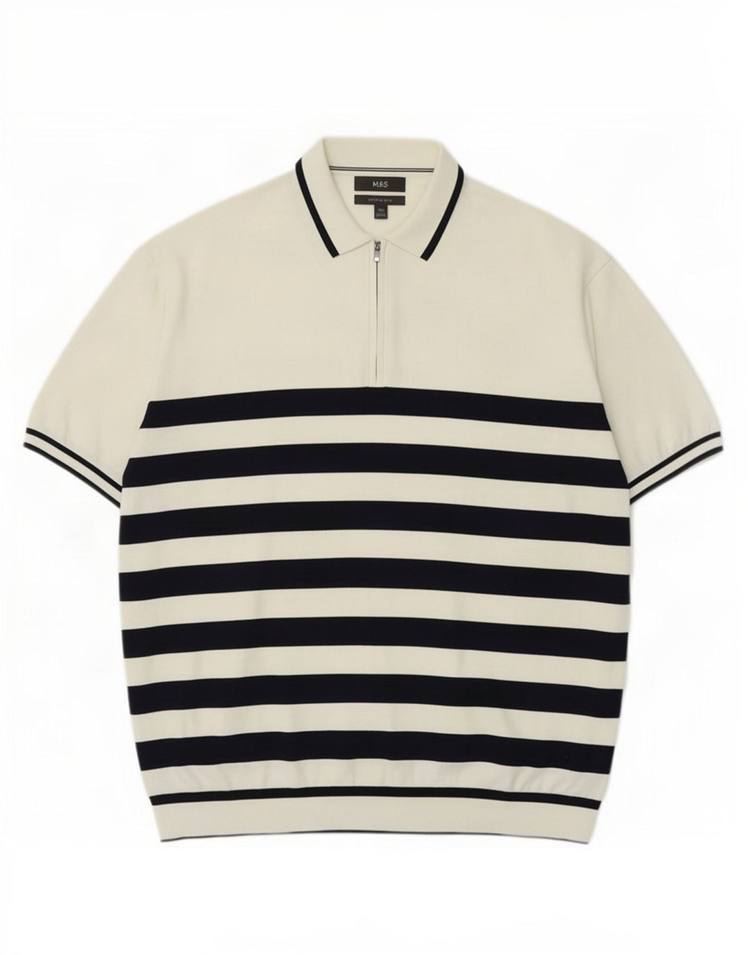 Marks & Spencer Pulover pentru bărbați cu gât polo, 2XL, cu dungi albe