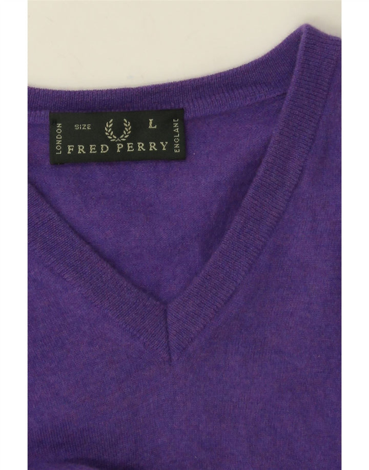 Fred Perry Pulover cu decolteu în V pentru bărbați, mov mare