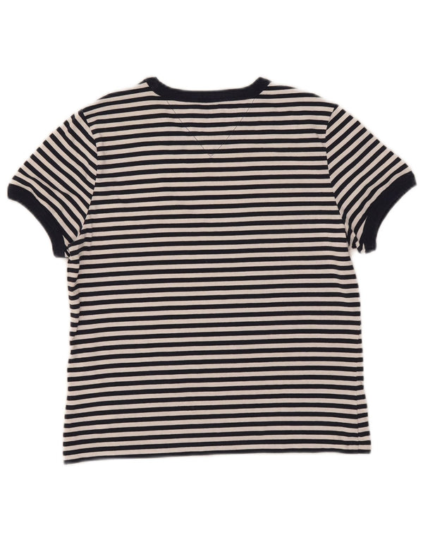 Tricou Crop pentru femei Tommy Hilfiger Top UK 10 mic din bumbac cu dungi bleumarin