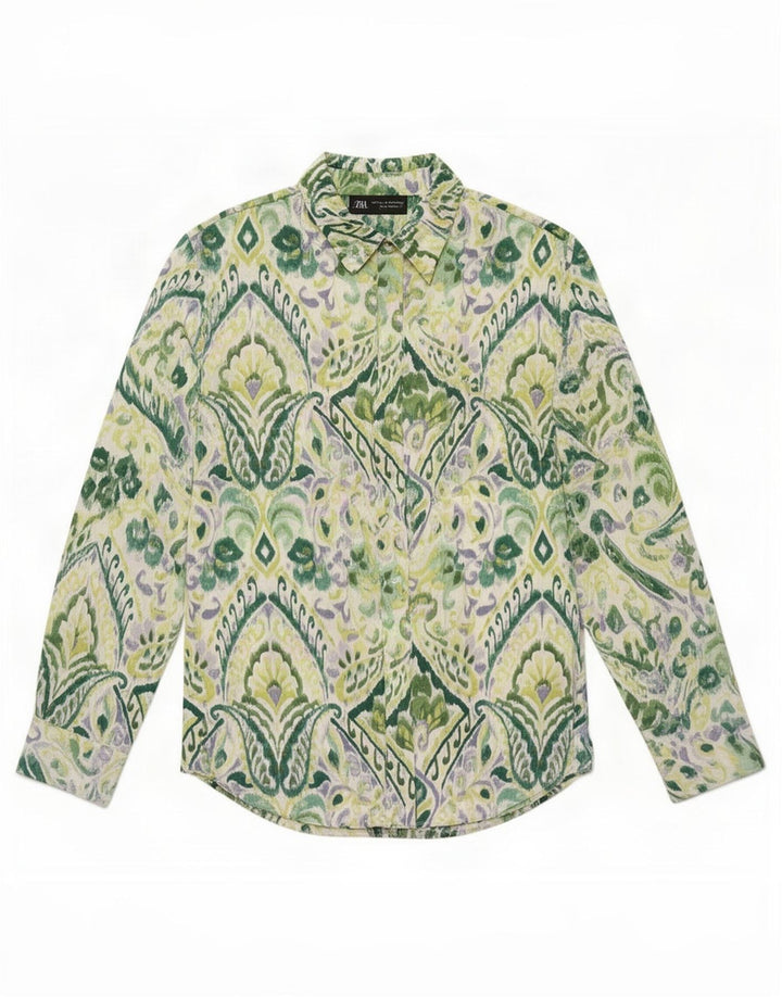 Cămașă supradimensionată pentru femei Zara UK 10 Poliester verde Paisley