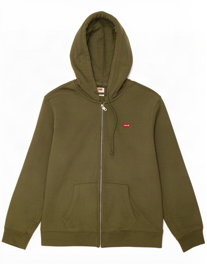 Pulover Levi's Standard cu fermoar pentru bărbați, bumbac mare, kaki