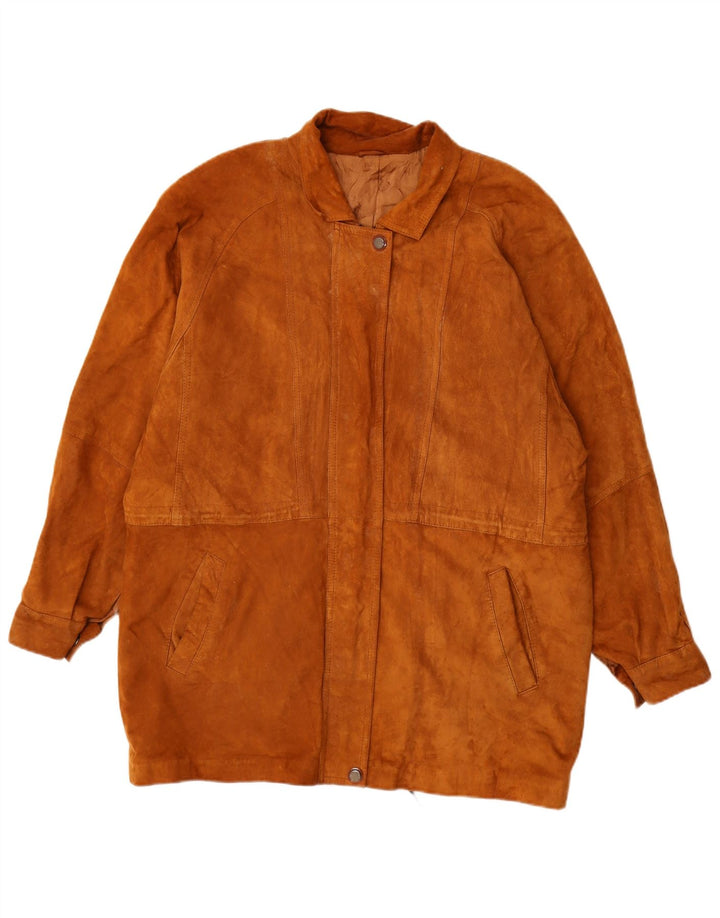 Pardesiu vintage pentru femei de piele intoarsa UK 16 mare maro