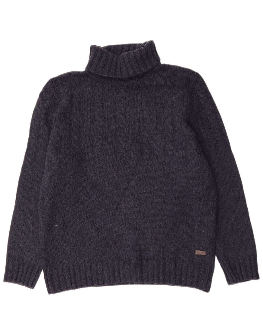 Pulover Barbour pentru bărbați cu gât rulat, mare, lână bleumarin