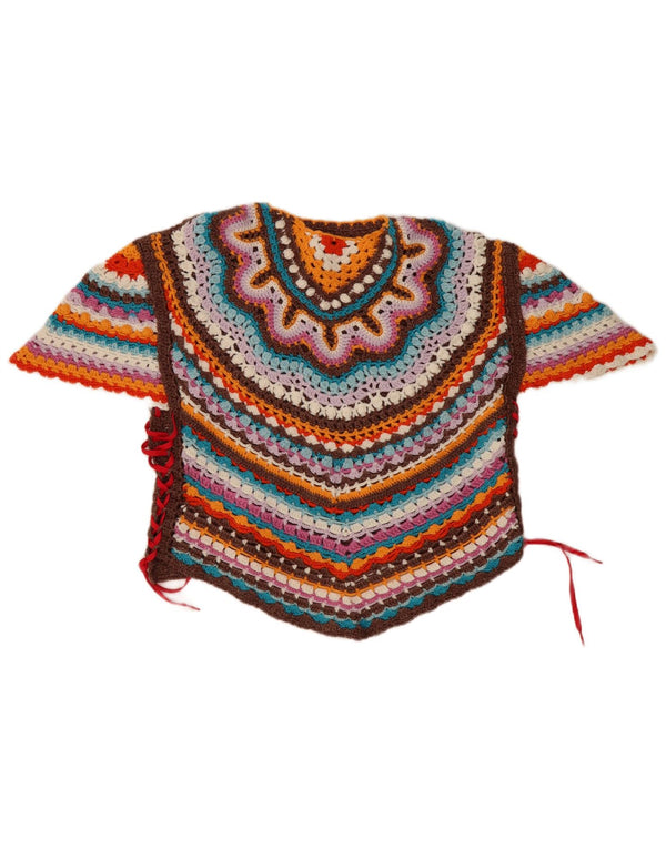 Bluză asimetrică vintage pentru femei UK 14 mare, multicoloră, cu dungi