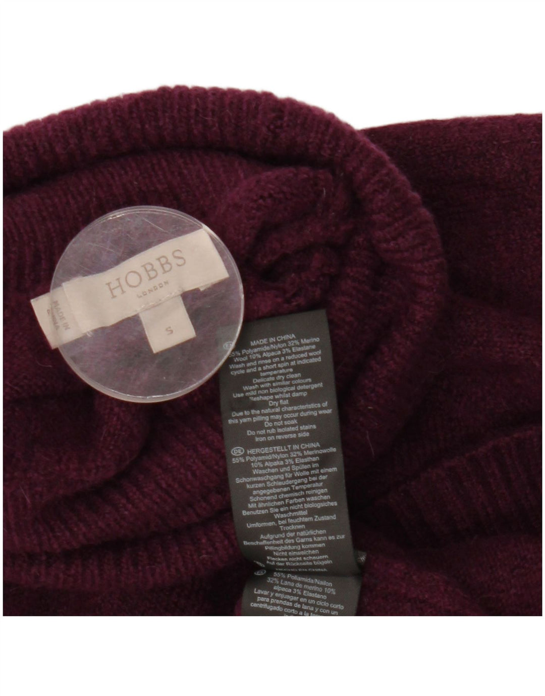 HOBBS Pulover supradimensionat pentru femei cu gât rulat, UK 10 Mic Bordeaux