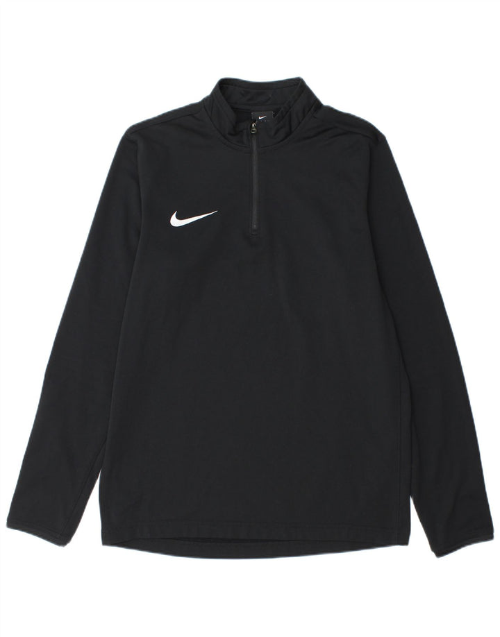 Top de trening pentru bărbați Dri Fit, cu fermoar și gât, din poliester negru mediu
