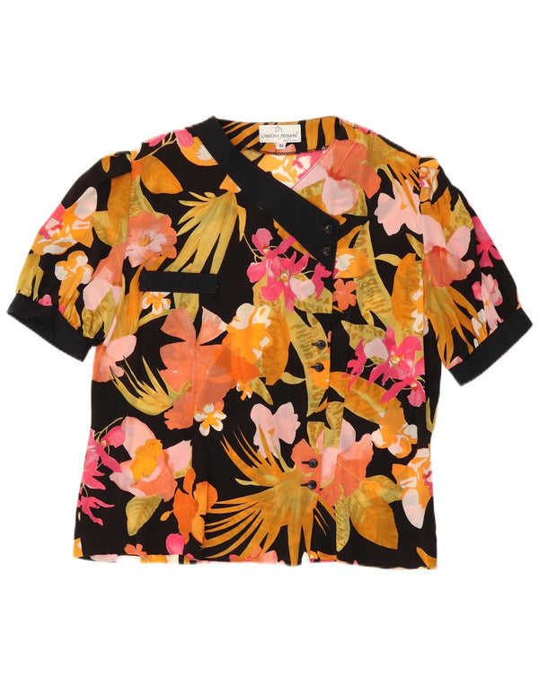 Bluză cămașă cu mânecă scurtă pentru femei Carolina Pedrjoni IT 46 mare, neagră, florală