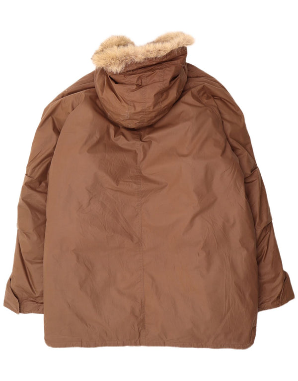 DIESEL Palton căptușit cu glugă pentru bărbați UK 44 2XL Maro Poliester