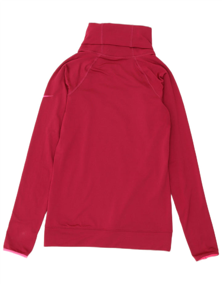 Pulover pentru damă NIKE Dri Fit cu gât rulat, poliester mic, roz, UK 8