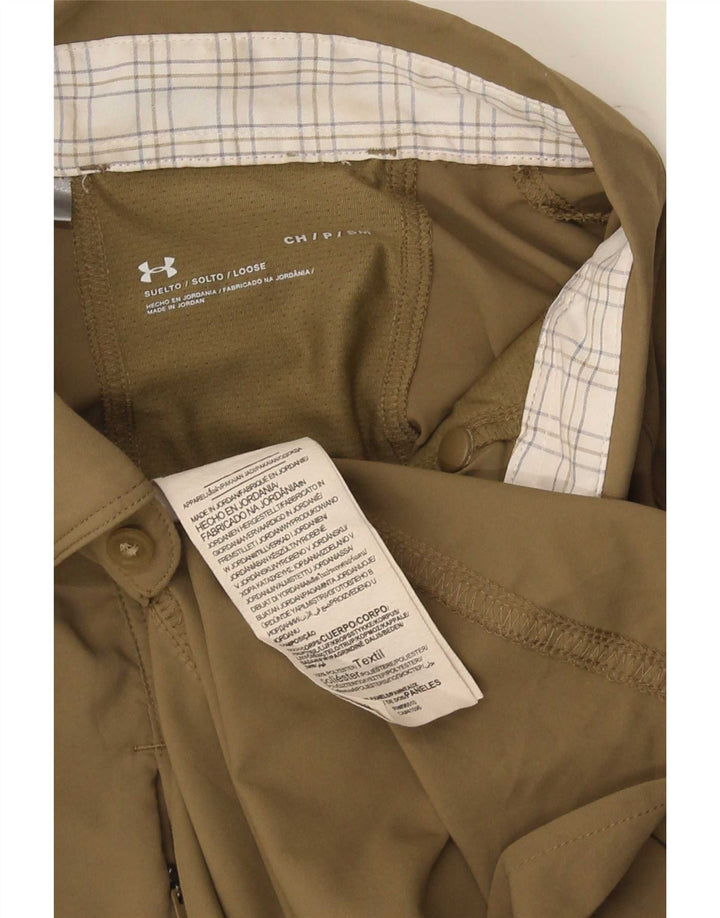 Cămașă Under Armour pentru bărbați loose fit, poliester kaki mic