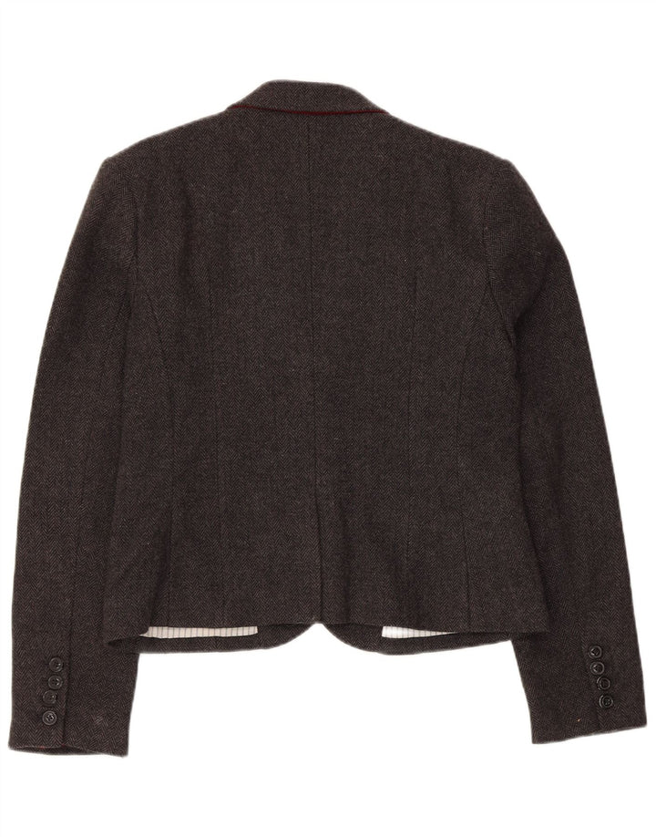 Jachetă Blazer pentru femei Superdry, cu 2 nasturi, UK 14, lână mare gri Herringbone
