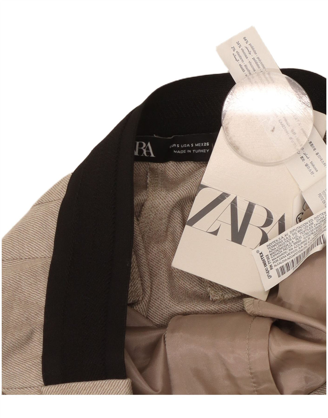 Pantaloni chino slim pentru femei Zara Mici L26 L27 Bej Poliester