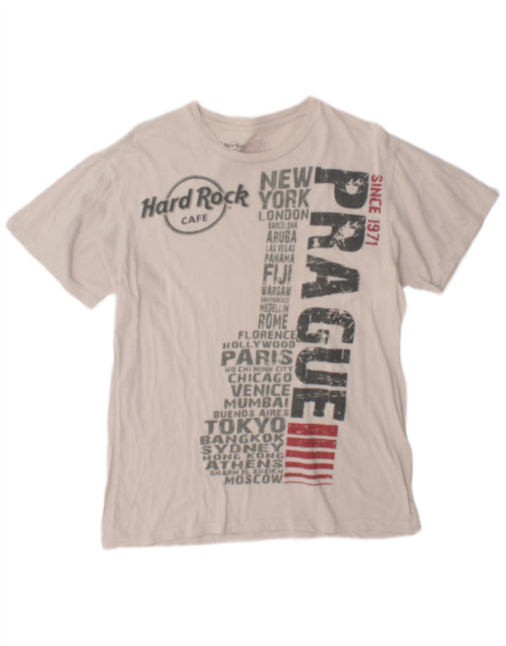 Tricou grafic Praga pentru bărbați Hard Rock Cafe Top, mediu, alb, bumbac
