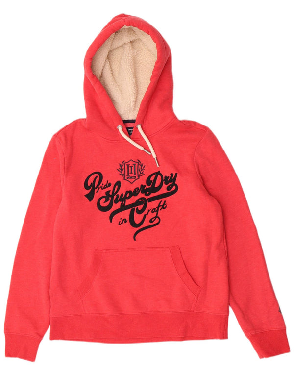 Pulover Superdry pentru damă, cu grafică, UK 14, bumbac roșu mediu