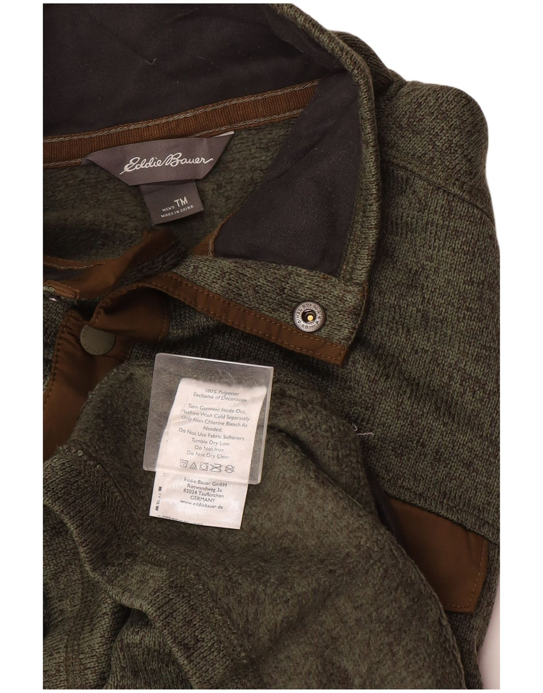 Hanorac pentru bărbați Eddie Bauer, înalt, cu gât cu nasturi, pulat mediu kaki