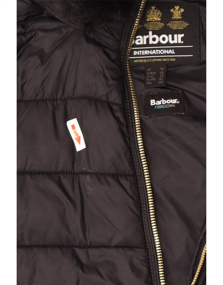 Jachetă căptușită cu glugă Barbour pentru femei UK 14 Poliamidă neagră mare
