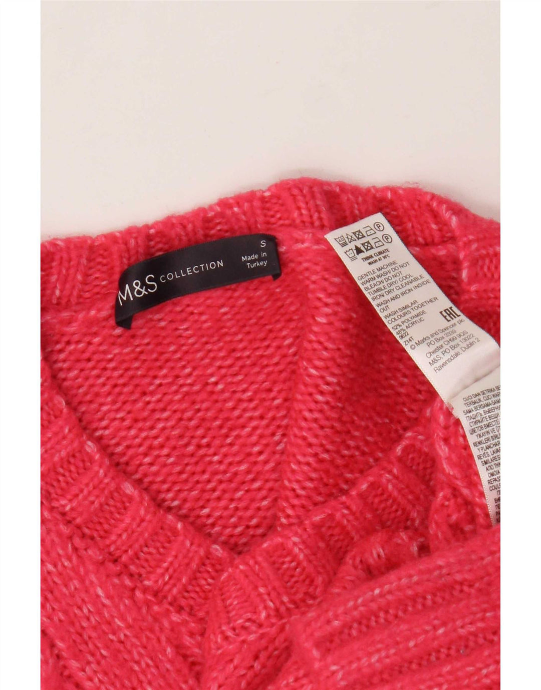 Pulover cu decolteu în V supradimensionat pentru femei Marks & Spencer UK 10 mic roz