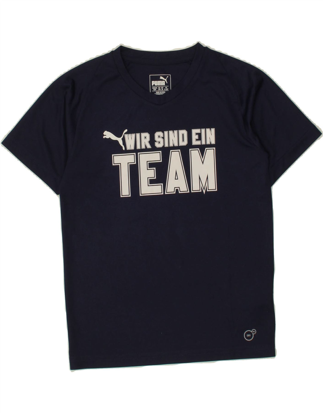 PUMA Boys Graphic T-Shirt Top 9-10 Years Medium  Navy Blue Polyester Vintage Puma and Second-Hand Puma from Messina Hembry 