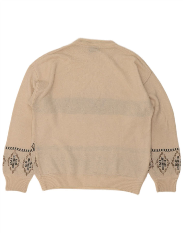 Pulover pentru bărbați Bibo cu decolteu rotund, mare, alb, Fair Isle