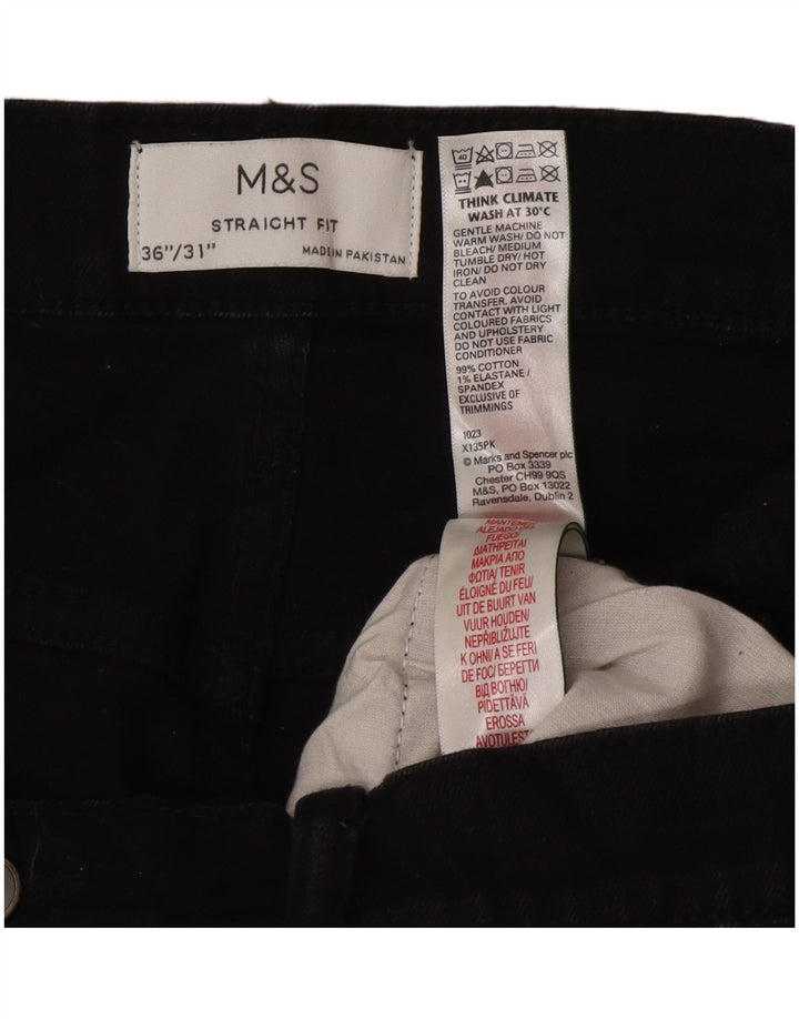 Blugi drepti pentru bărbați Marks & Spencer W36 L31 bumbac negru