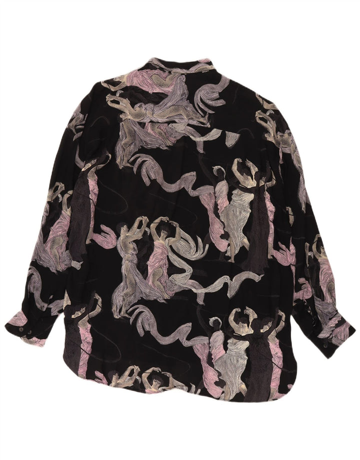Cămașă Vintage pentru bărbați cu model abstract XL, viscoză neagră