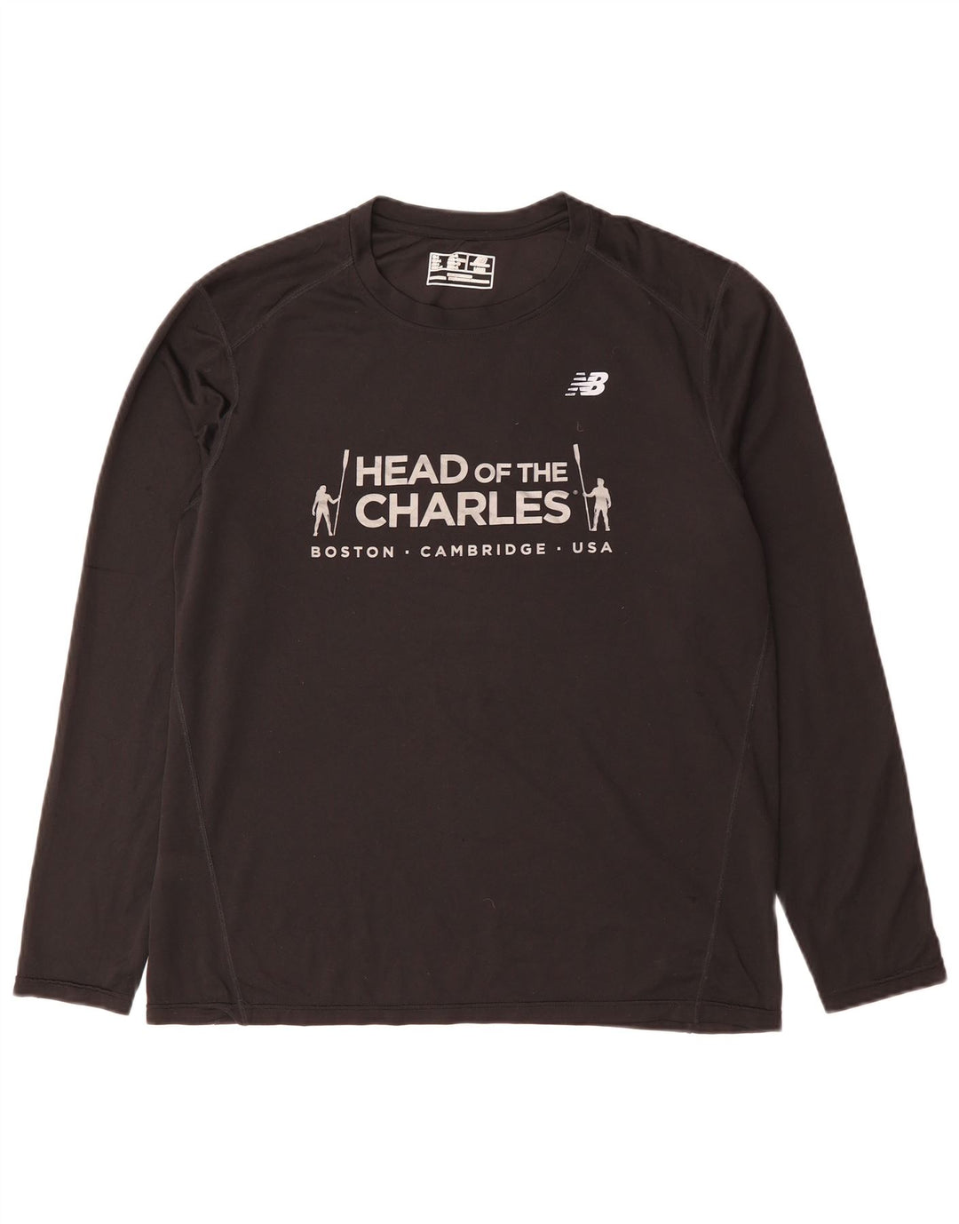 New Balance Boston Graphic Top cu mânecă lungă, mare, negru
