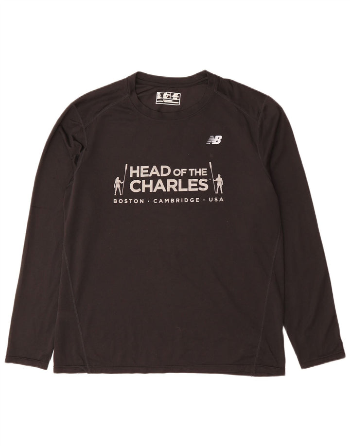 New Balance Boston Graphic Top cu mânecă lungă, mare, negru