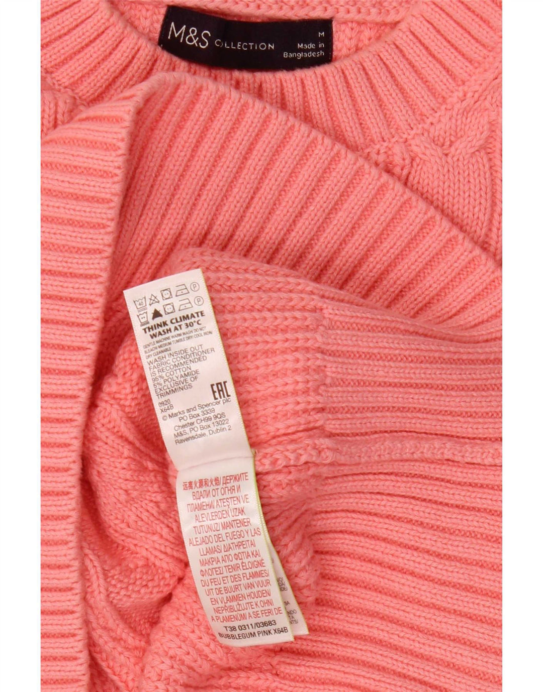 Pulover pentru femei Marks & Spencer Crop Crew Deck Pulover UK 14 Medium Pink