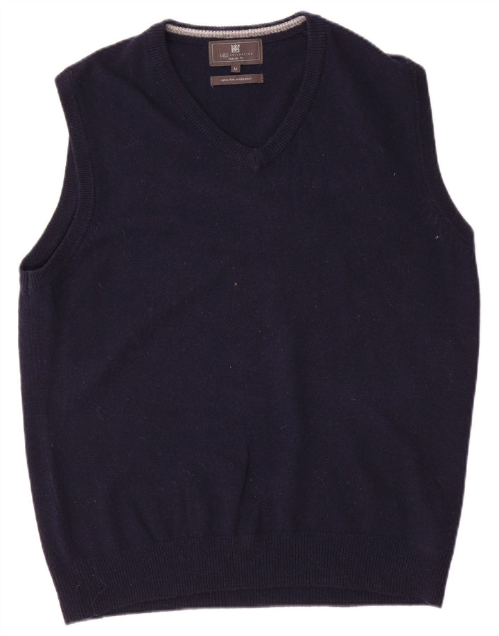 Marks & Spencer Mens Regular Fit Vest Tank Top Lână medie bleumarin