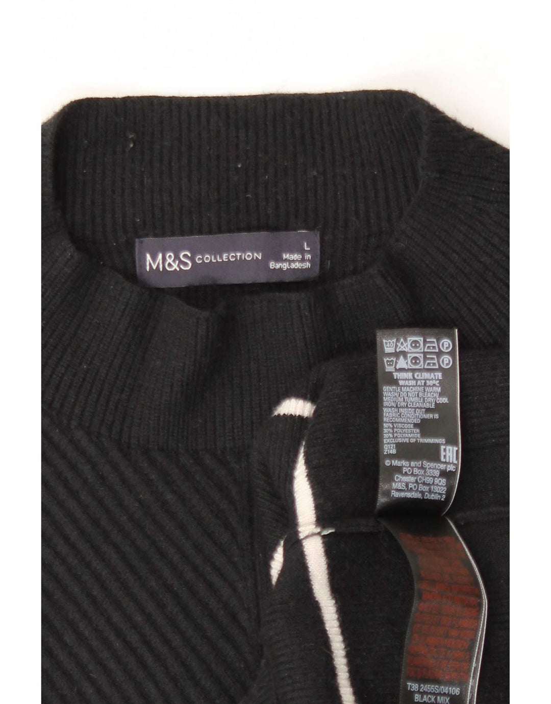 Pulover cu gât țestoasă pentru femei Marks & Spencer UK 16 mare cu dungi negre