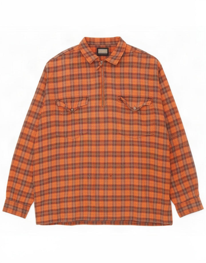 Picdor Pulover Bărbați Flanel XL Orange Check Bumbac