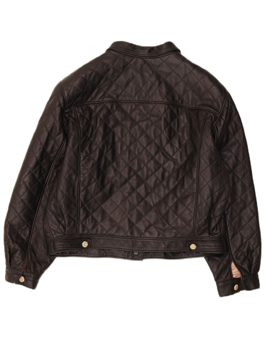 Jachetă de piele vintage pentru femei UK 14 Medium Black Leather