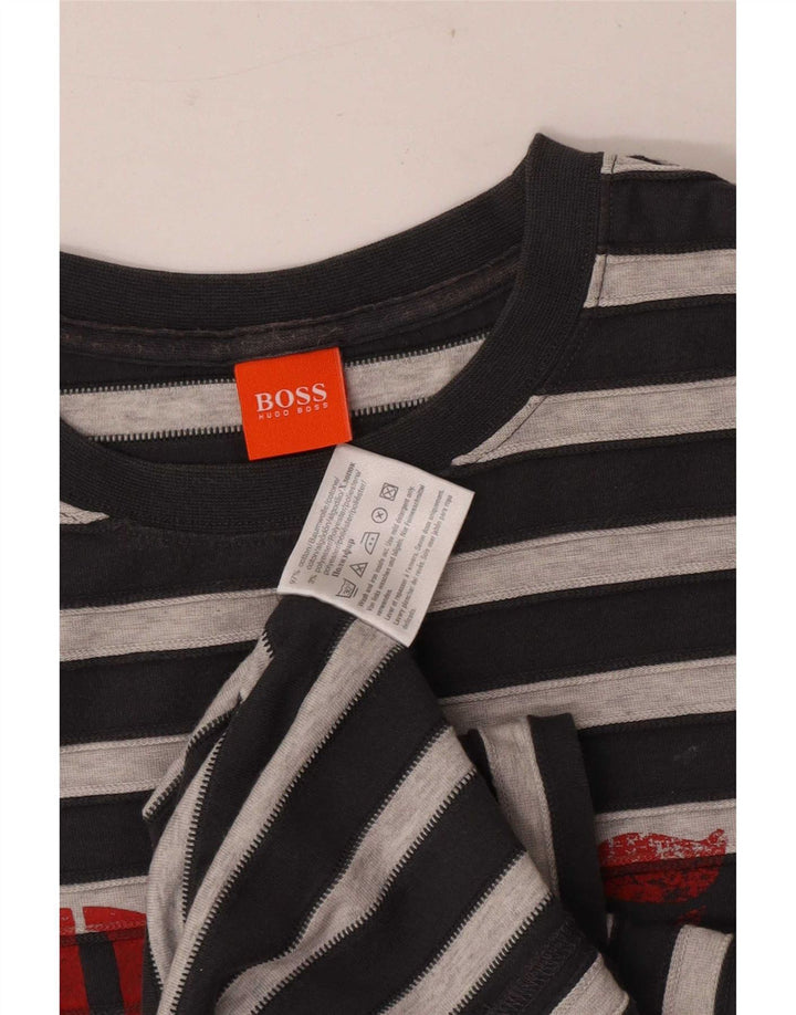 Tricou grafic pentru bărbați Hugo Boss Top din bumbac cu dungi gri mediu