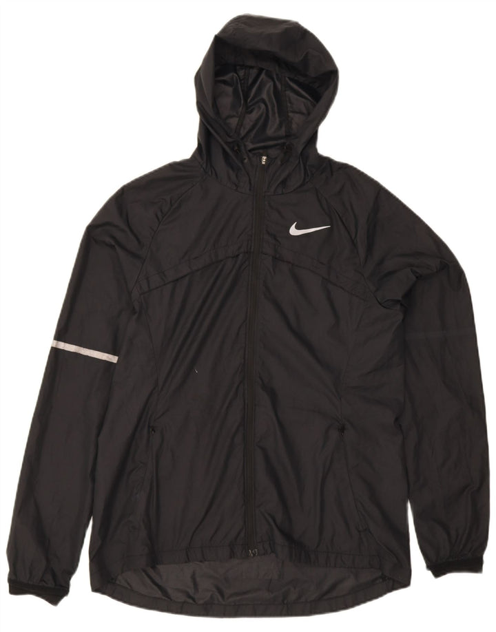 Jachetă de ploaie cu glugă Nike pentru femei UK 14 Medium Black Poliester Sports