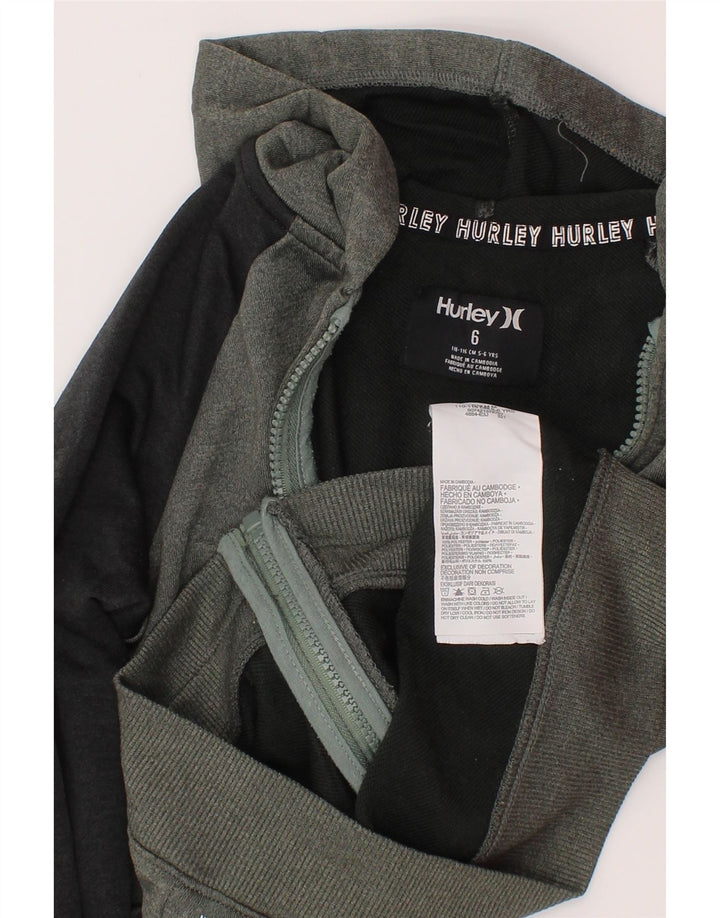 Pulover cu glugă cu fermoar grafic Hurley pentru băieți 5-6 ani poliester color bloc de culoare gri