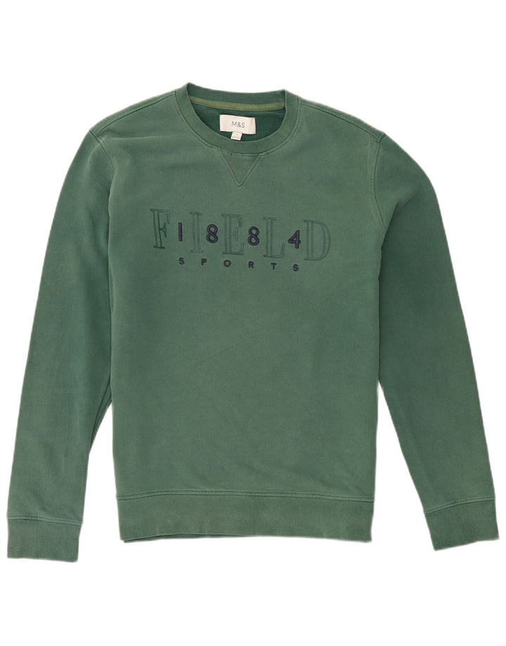 Hanorac grafic pentru bărbați Marks & Spencer, pulover, bumbac verde mediu