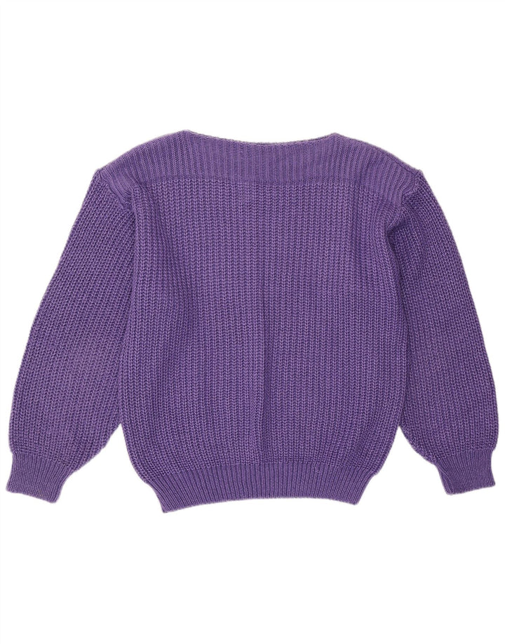 Pulover VINTAGE pentru femei cu gât de barcă EU 40/42 Violet mediu acrilic