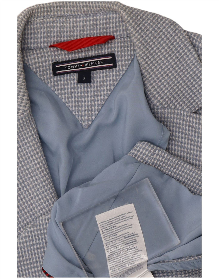 TOMMY HILFIGER Sacou blazer pentru femei cu 2 nasturi US 2 XS Bumbac cu check albastru