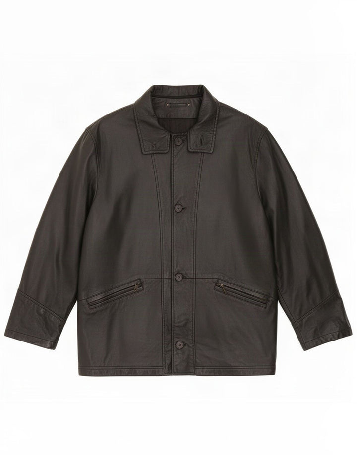 Jachetă de piele vintage pentru bărbați UK 36 Small Black Classic