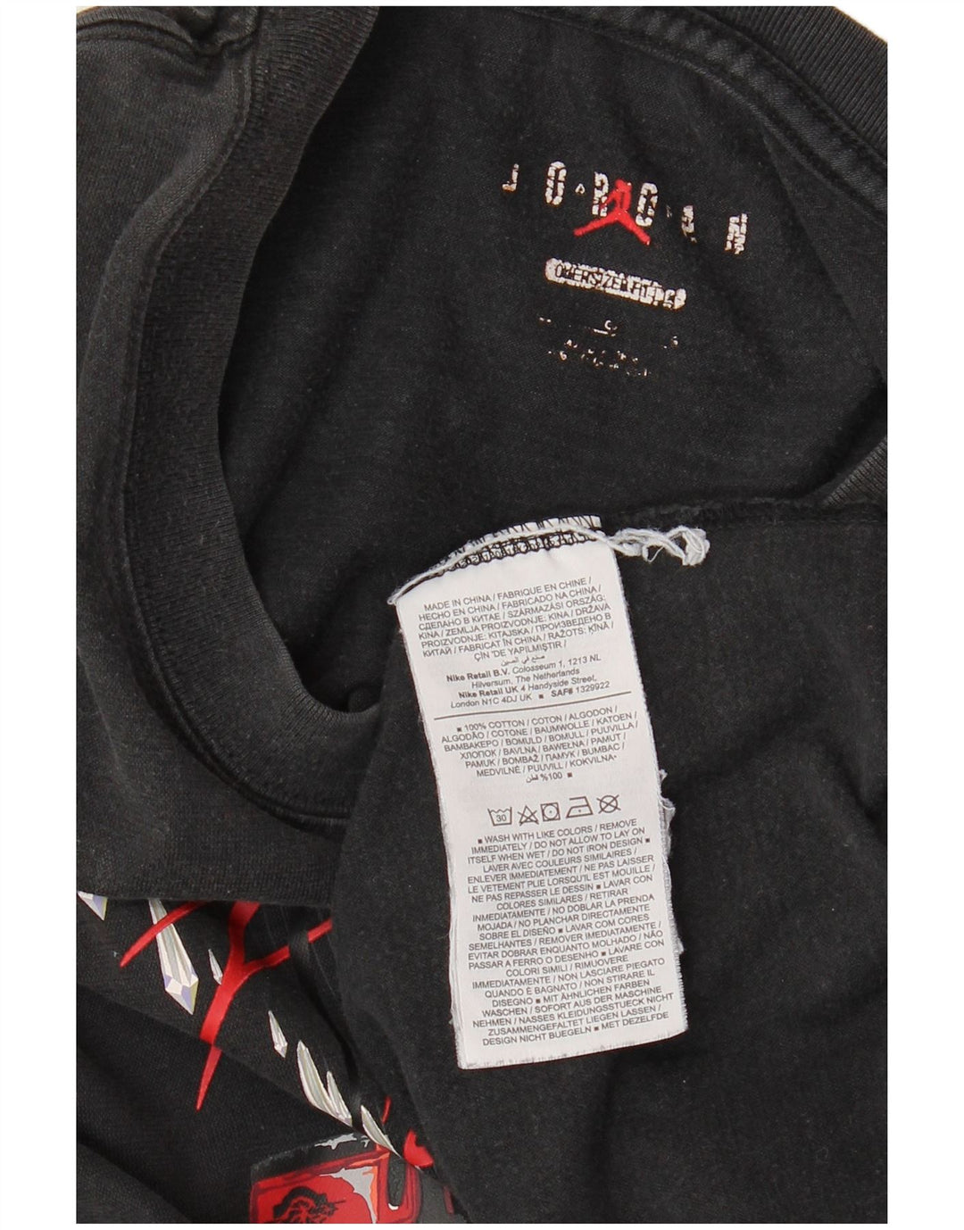 Tricou grafic supradimensionat pentru bărbați JORDAN Top XL bumbac negru