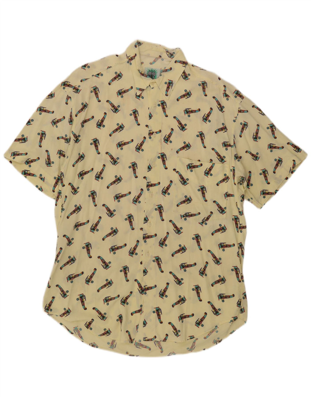 Cămașă vintage cu mânecă scurtă pentru bărbați, XL, galbenă
