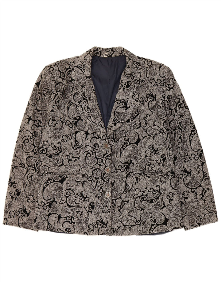 Jachetă vintage pentru femei cu 3 nasturi IT 48 XL Gri Paisley