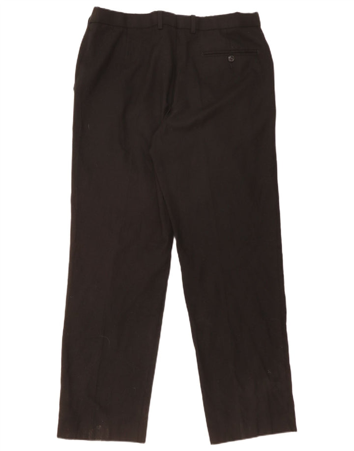 MARKS & SPENCER Pantaloni de costum pentru bărbați cu tăiere obișnuită L34 L31 Lână neagră